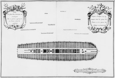 Plan van het tweede dek van een schip, illustratie uit de 